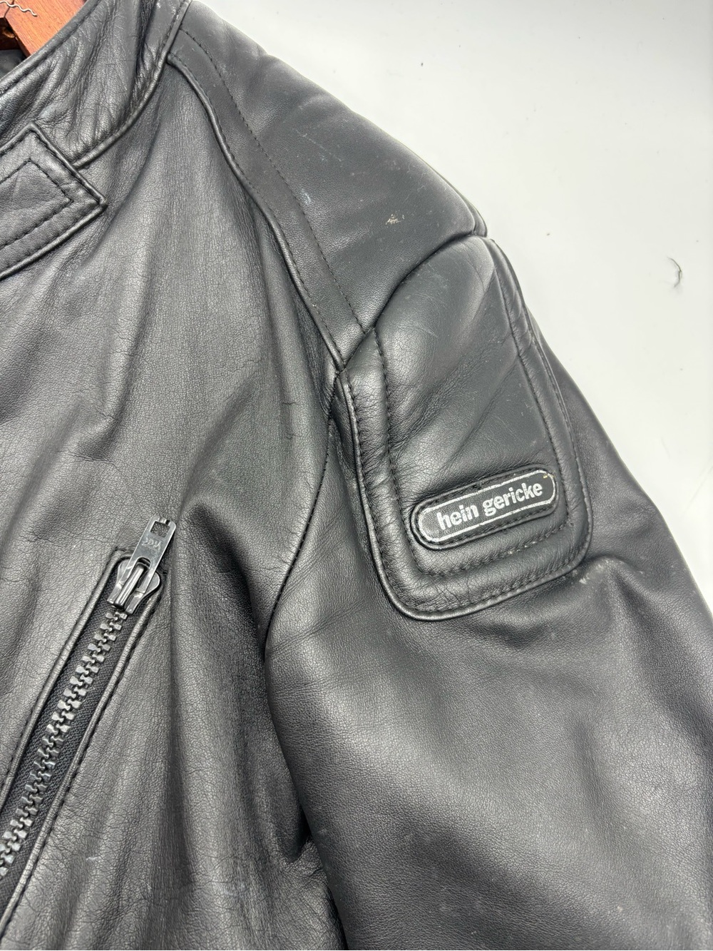 Hein Gericke Vintage Black Leather Motorcycle Mens Jacket - with liner SZ 40 - Picture 3 of 15